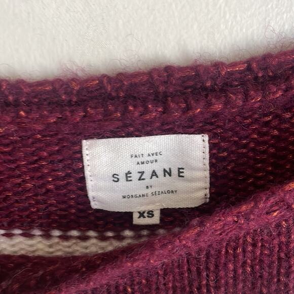 Sezane Burgundy and Cream Striped Sweater - Picture 8 of 16